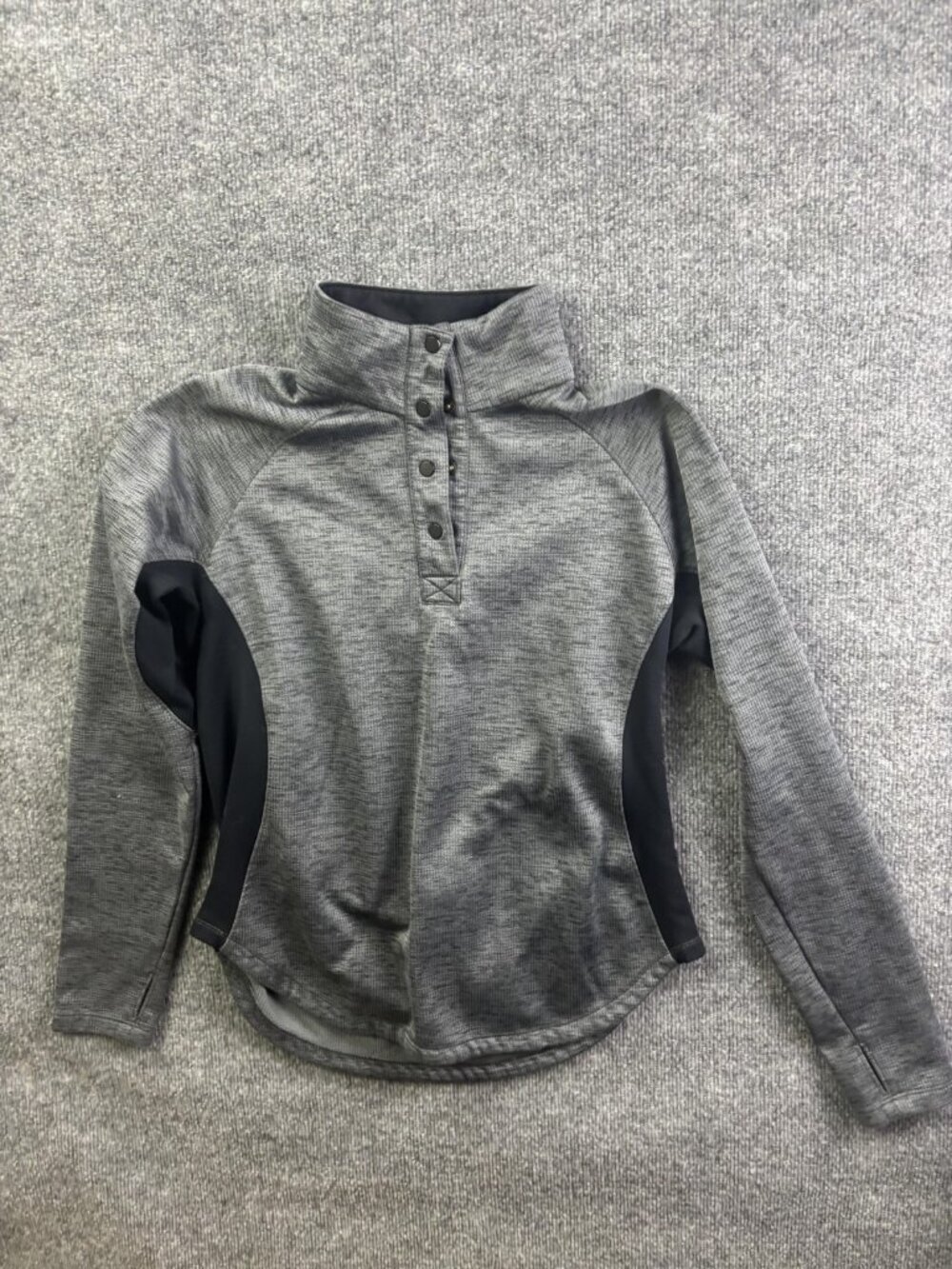 Columbia Pullover Womens Large Gray Long Sleeve Snap Mock Neck Fleece Top